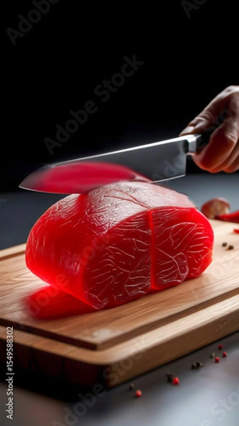 Obraz A transparent piece of meat, cut in half, like a crystal with a faceted surface,