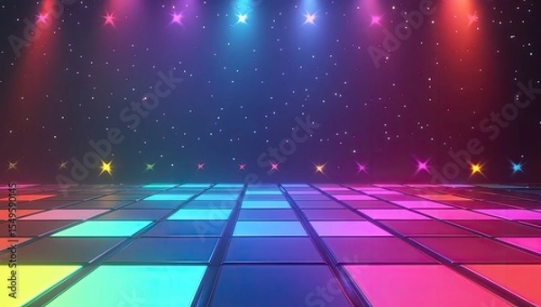 Obraz Colorful disco floor, vibrant lights