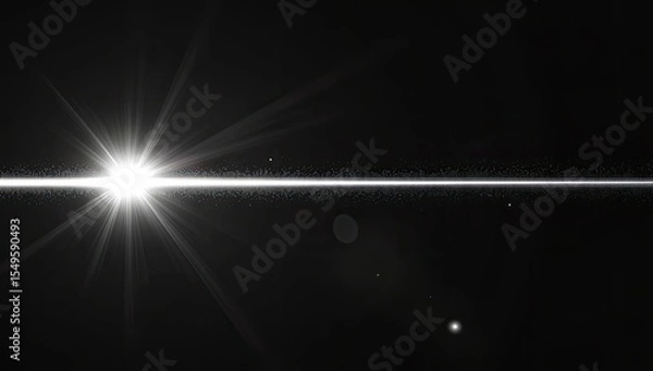 Obraz Bright light burst, lens flare,  horizontal line