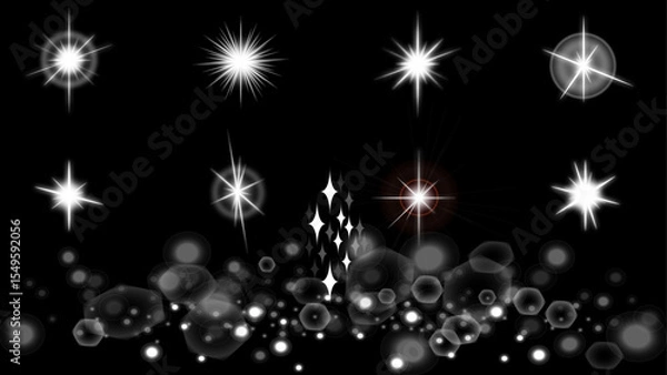 Fototapeta Set of stars, sparkles, glows and glittering lights.