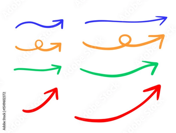Fototapeta シンプルで目立つ、手描きのポップな矢印セット素材