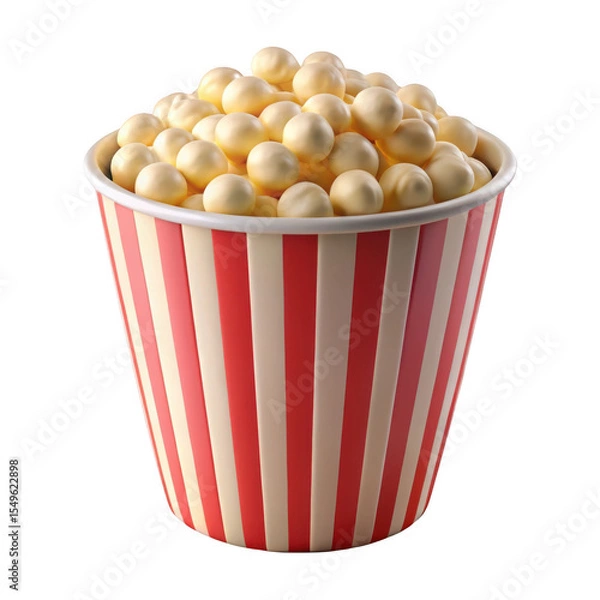Fototapeta Creamy White Popcorn in Red and Cream Striped Bucket isolated on a transparent background image