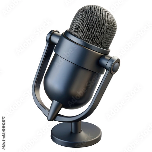 Fototapeta Dark Gray Studio Condenser Microphone on Stand Isolated on a transparent background image