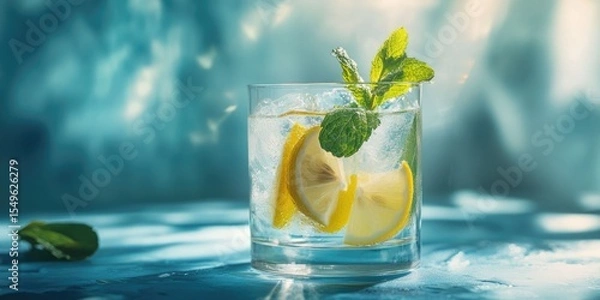 Obraz Refreshing drink with lemon and mint