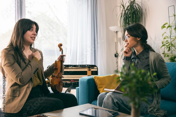 Fototapeta Student Have Private Violin Lesson
