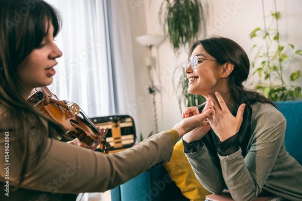 Fototapeta Student Have Private Violin Lesson