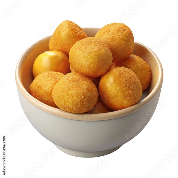 Fototapeta Golden Fried Cheese Bites Appetizer Bowl Food Dish isolated on a transparent background image