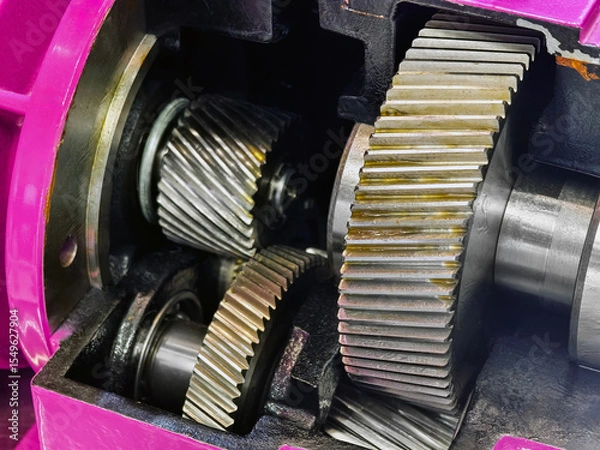 Obraz Detailed view of gears inside a mechanical device showing intricate design and functionality