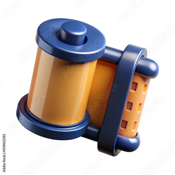 Fototapeta Orange and Blue Film Reel Border Frame for Video Projects isolated on a transparent background image