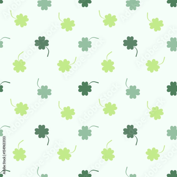 Obraz lucky leaves seamless pattern on green pastel background 
