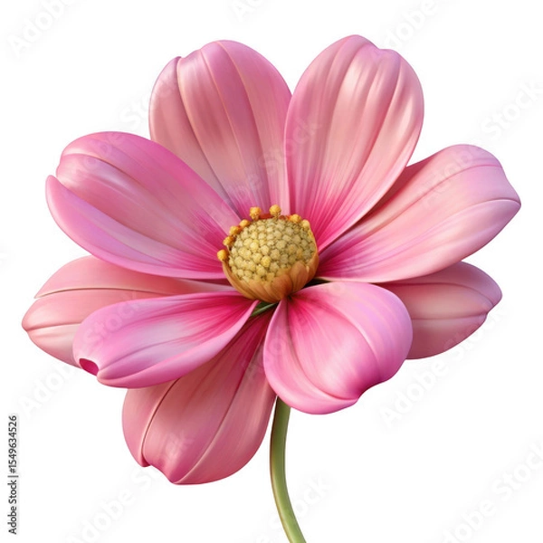 Fototapeta Pink Cosmos Flower Botanical 3 D Render Soft Petals Detailed Center Isolated on a transparent background