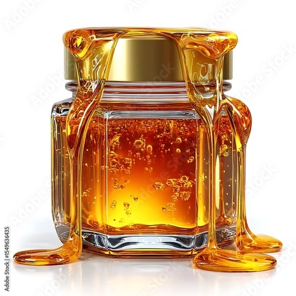 Fototapeta Fresh honey jar isolated gray high resolution picture