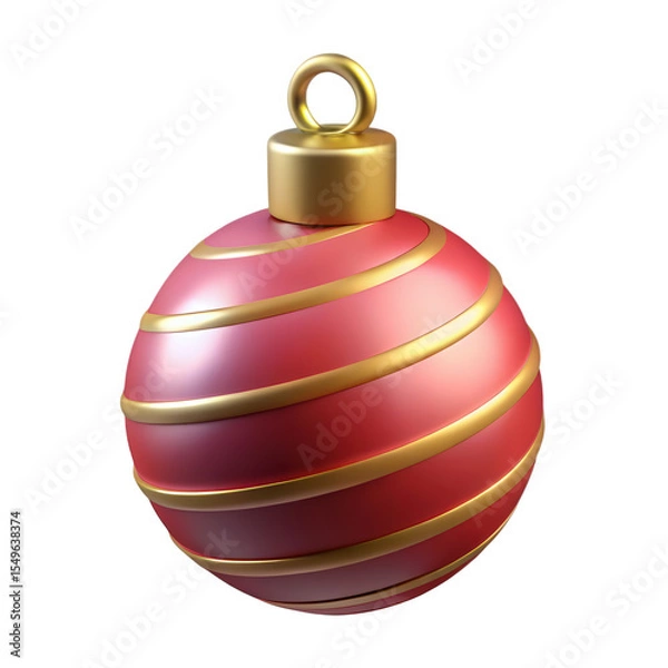 Fototapeta Red and Gold Christmas Ornament Spiral Design Decoration isolated on a transparent background image