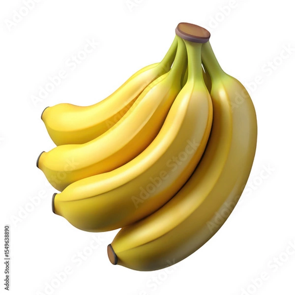 Fototapeta Realistic Yellow Banana Bunch Silhouette Illustration isolated on a transparent background bananas fruit