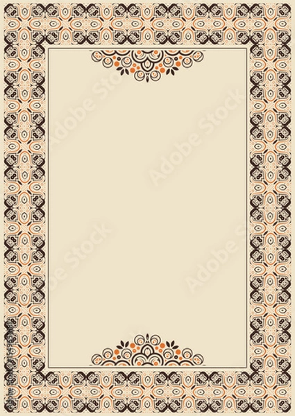Fototapeta Ornate Rectangle Frame Border with Ornamental Elements Illustration