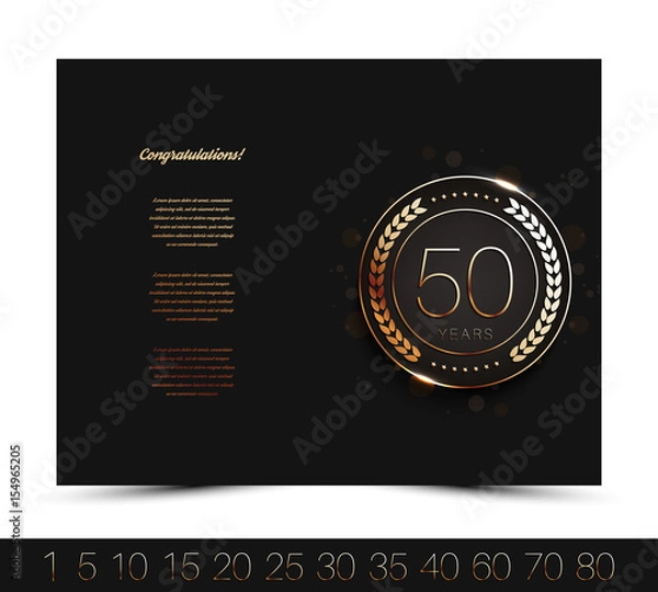Obraz Anniversary 5th, 10th, 15th, 20th, 25th, 30th, 40th, 50th, 60th invitation/congratulation card. Vector illustration.