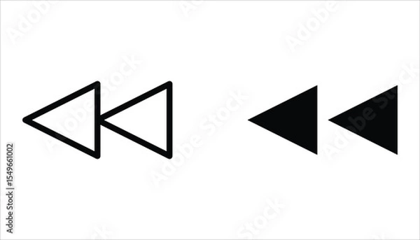Fototapeta Rewinding button icon set. Double arrow glyph icon. Navigation pointer, indicator. Vector illustration isolated on white background.