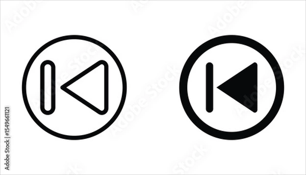 Fototapeta Rewinding button icon set. Double arrow glyph icon. Navigation pointer, indicator. Vector illustration isolated on white background.