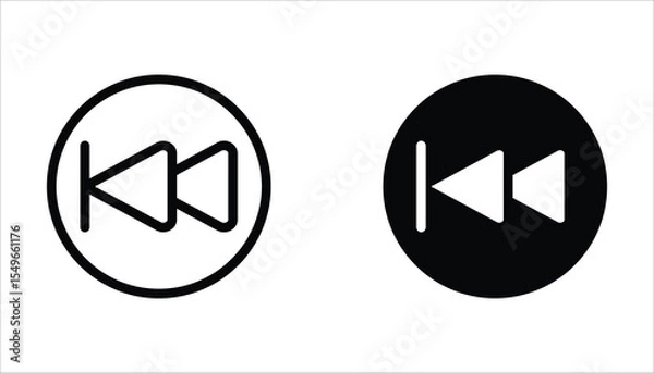 Fototapeta Rewinding button icon set. Double arrow glyph icon. Navigation pointer, indicator. Vector illustration isolated on white background.