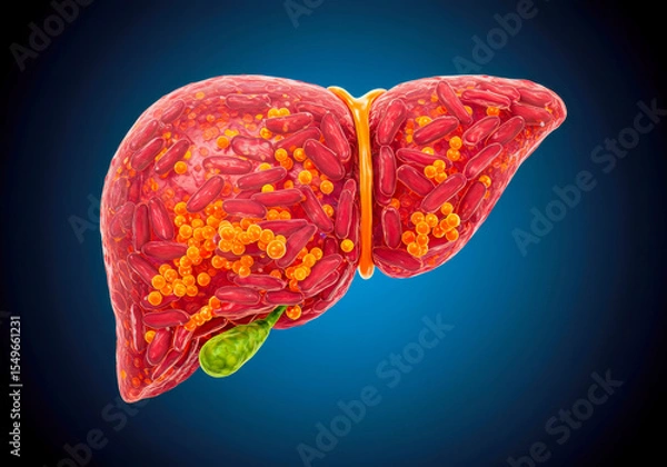 Obraz Steatotic Liver: 3D Micrographic Silhouette Depiction
