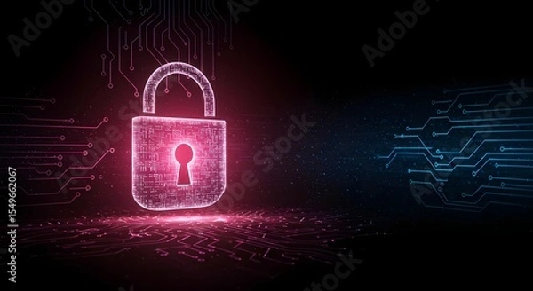 Fototapeta Digital lock, Cybersecurity, Data security, Digital Lock - Cybersecurity Concept