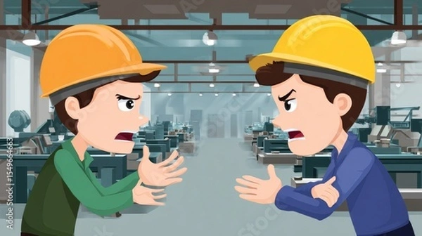 Fototapeta Two men are arguing in a factory