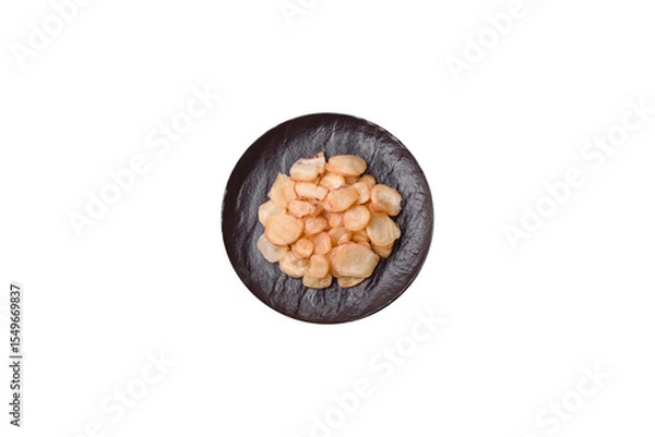 Obraz Food, dried squid in shavings or chopped as snacks or jerky. Snack dried squid for beer