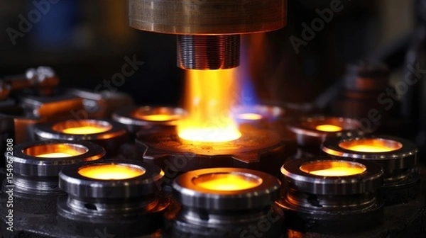 Fototapeta A machine is heating up a metal object