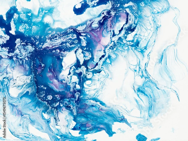 Fototapeta Blue and purple creative abstract hand painted background, marble texture, abstract ocean, acrylic painting on canvas