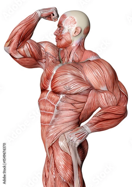 Fototapeta 3D Rendering Male Anatomy Figure on White