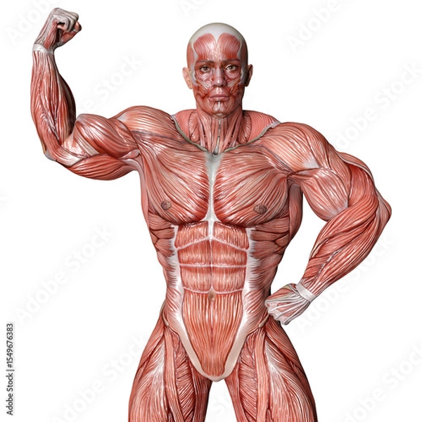 Fototapeta 3D Rendering Male Anatomy Figure on White