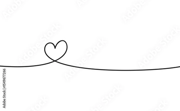 Fototapeta Minimalist Heart Line Art - Continuous Black Line Drawing