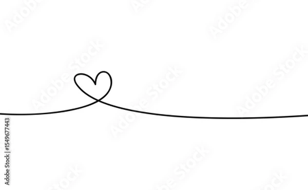 Fototapeta Heart shape. Continuous linear art doodle drawing vector illustration. Love one line symbol.