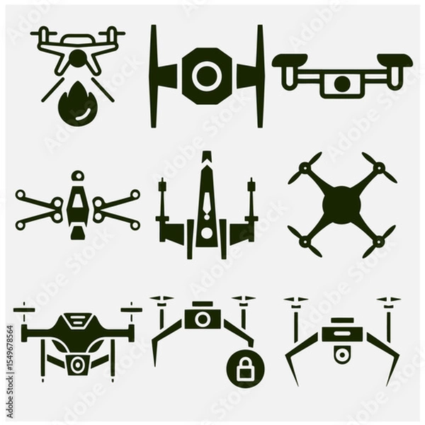 Fototapeta War Drone Vector Set