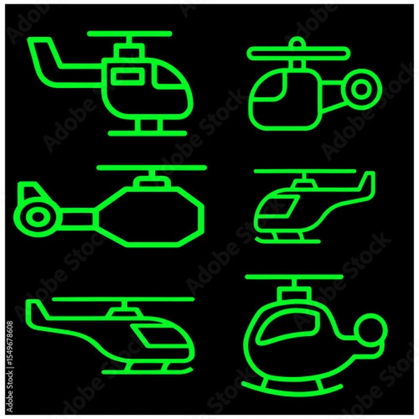 Fototapeta War Helicopter Vector Set 1