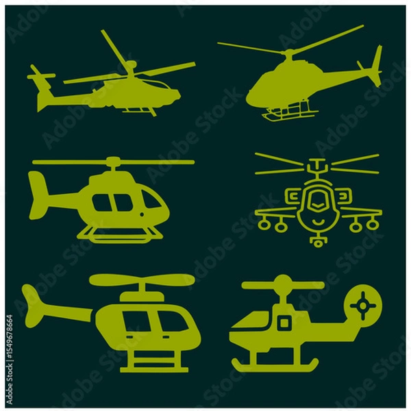 Fototapeta War Helicopter Vector Set 3