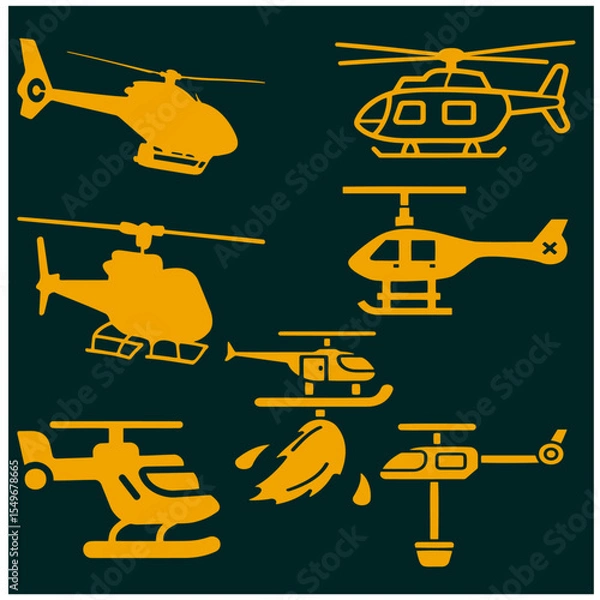Fototapeta War Helicopter Vector Set 4
