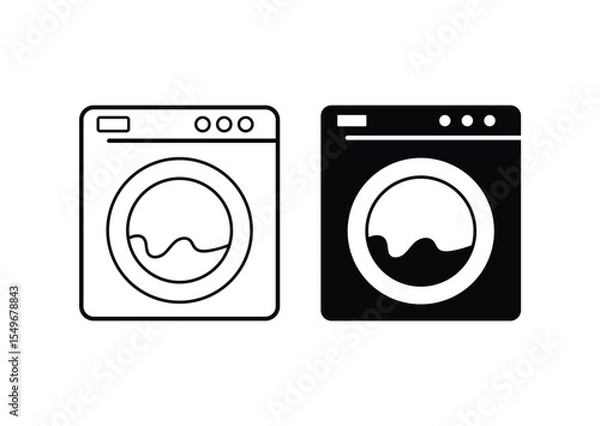 Obraz Washing Machine Black White Icon