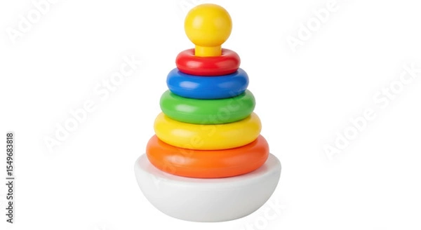 Fototapeta Isolated Colorful Stacking Rings Toy