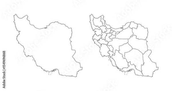 Fototapeta Iran Map White Vector Set