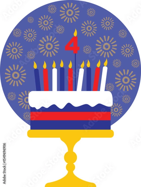 Obraz USA Independence Day cake vector illustration