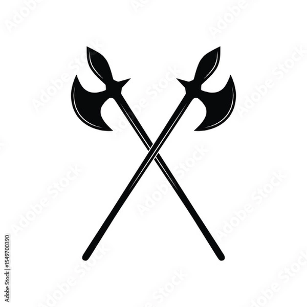 Obraz Silhouette of crossed battle axes