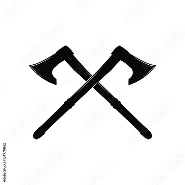 Obraz Crossed axes silhouette white background