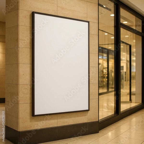 Obraz 24x36 Vertical Poster Mockup on Shopping Mall Wall