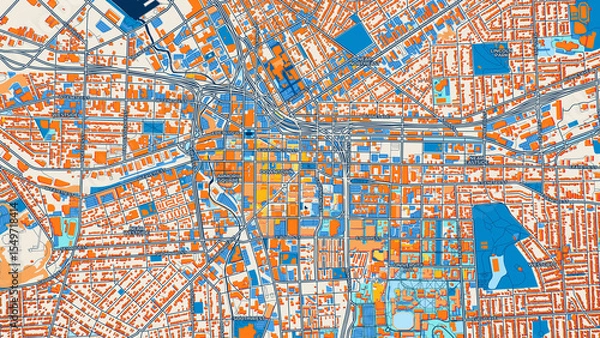 Fototapeta Colorful Syracuse Street Map with Labels and Buildings