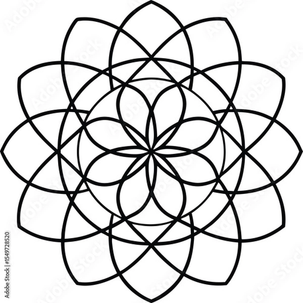 Fototapeta Elegant Black and White Geometric Mandala Design for Coloring Books and Creative Projects