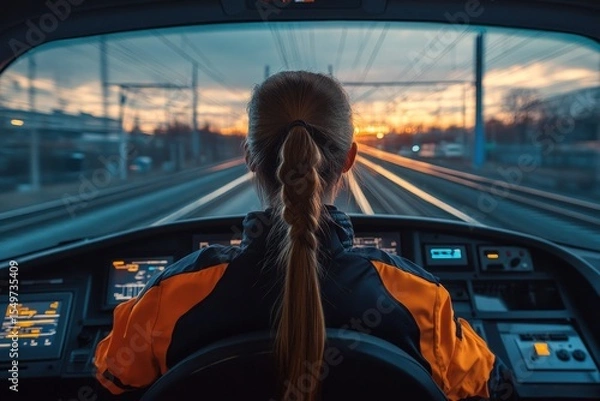 Obraz Train driver at sunset (1)