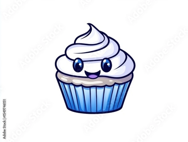 Fototapeta Cute cupcake with a happy expression