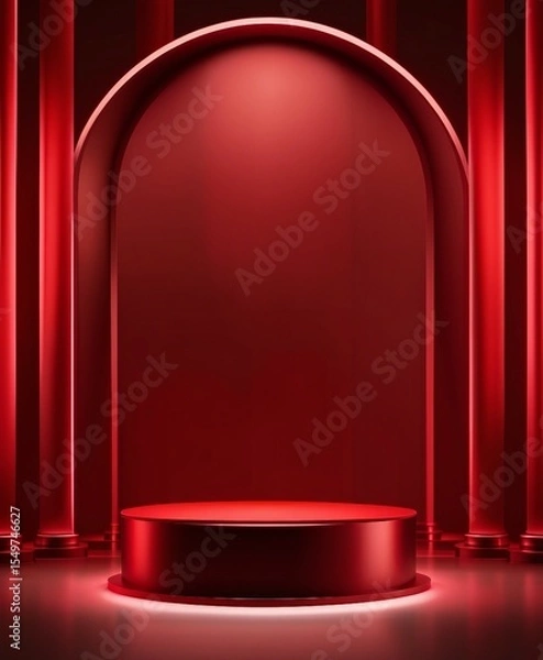 Fototapeta stage with red curtains