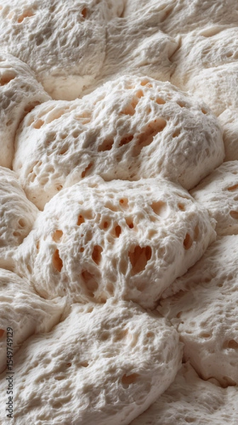 Fototapeta Dough rises beautifully as yeast works to create fluffy bread texture in a kitchen setting
